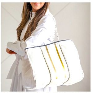 Parker & Hyde Canvas & Gold Stripe Tote